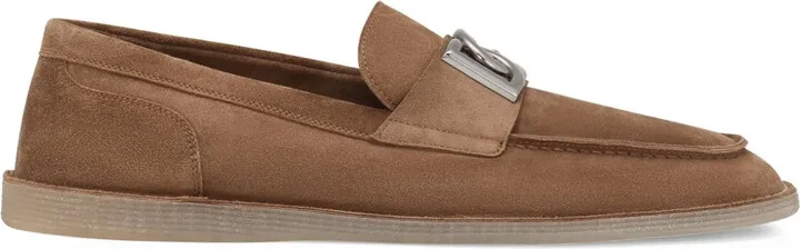Logo-Plaque Suede Loafers