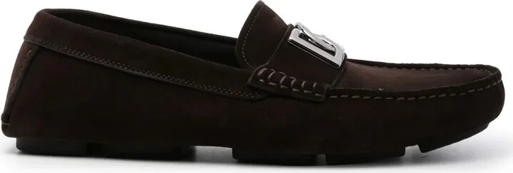 Logo-Plaque Suede Loafers