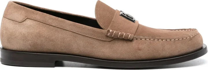 Logo-Plaque Suede Loafers