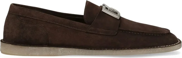 Logo-Plaque Suede Loafers