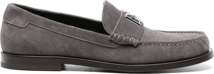 Logo-Plaque Suede Loafers