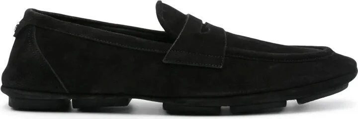 Logo-Plaque Suede Loafers
