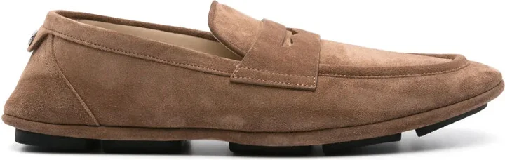 Logo-Plaque Suede Loafers