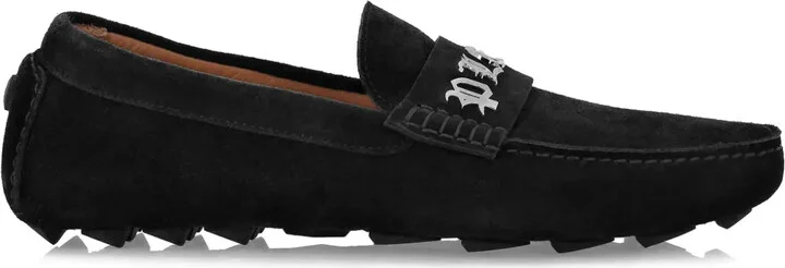 Logo-Plaque Suede Loafers