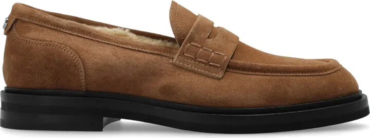 Logo-Plaque Suede Loafers