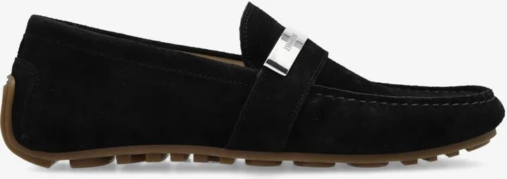 Logo Plaque Suede Loafers