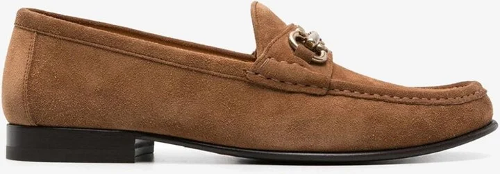 Logo Plaque Suede Loafers