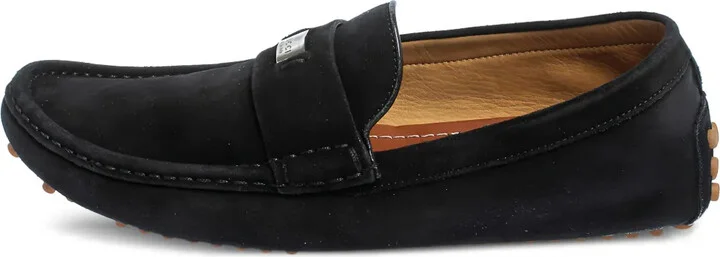 Logo-Plaque Suede Loafers