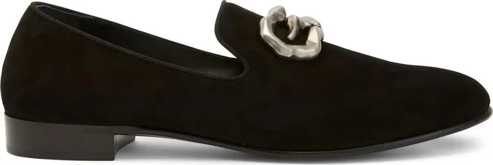 Logo-Plaque Suede Loafers
