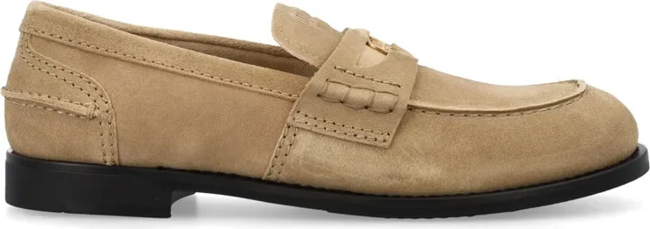 Logo-Plaque Suede Loafers