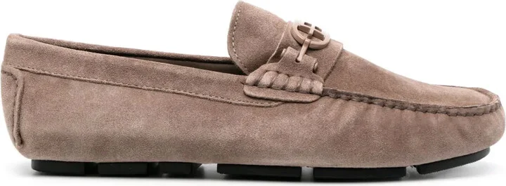 Logo-Plaque Suede Loafers