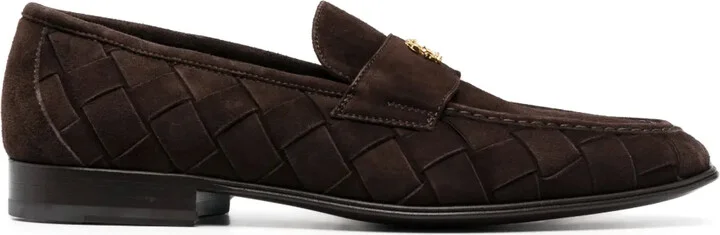 Logo-Plaque Suede Loafers
