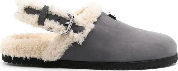 Logo-Plaque Suede Mules