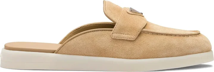 Logo-Plaque Suede Mules