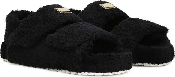 Logo-Plaque Terrycloth-Effect Sandals - Image 2