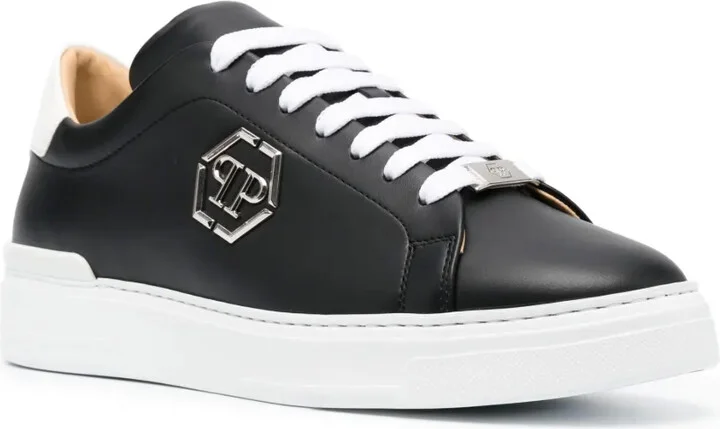 Logo-Plaque Two-Tone Leather Sneakers - Image 2
