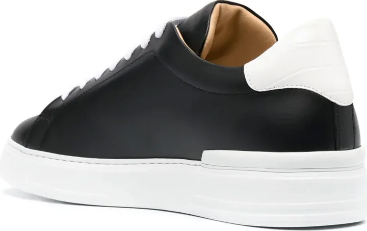 Logo-Plaque Two-Tone Leather Sneakers - Image 3