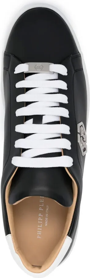 Logo-Plaque Two-Tone Leather Sneakers - Image 4