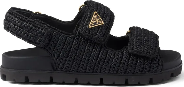 Logo-Plaque Woven Sandals