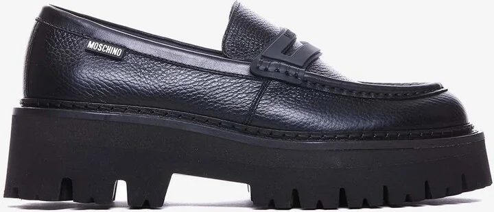 Logo Platform Leather Loafers