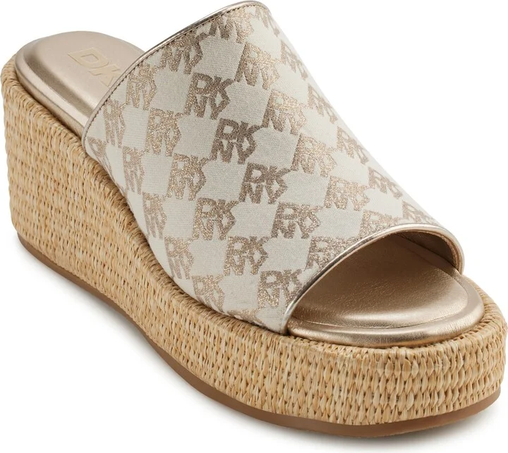 Logo Platform Wedge Sandal