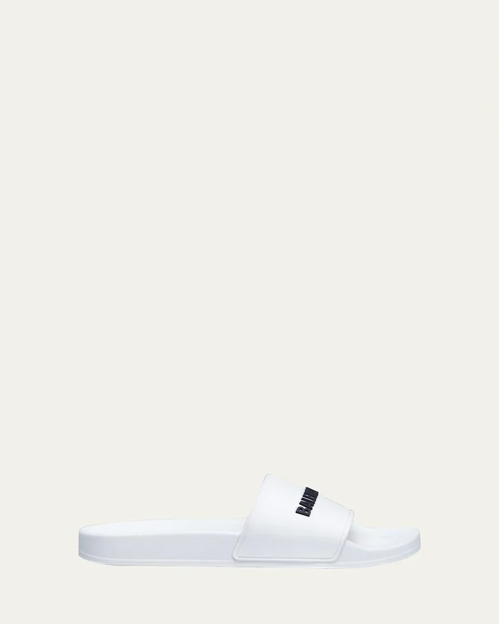 Logo Pool Slide Sandals, White