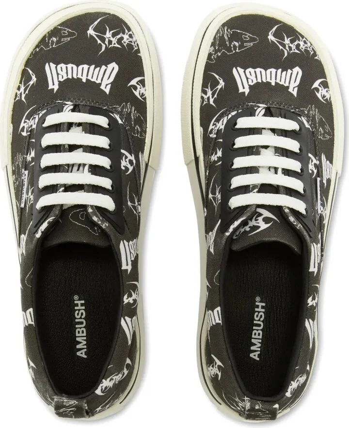Logo-Print Canvas Sneakers - Image 4