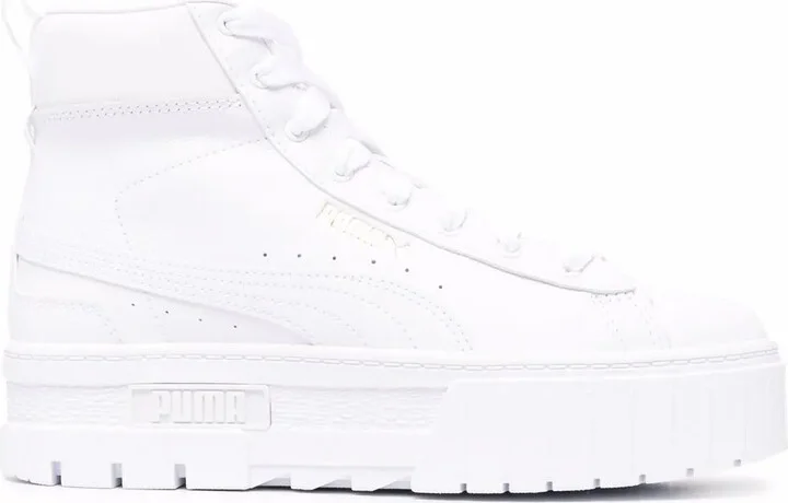 Logo-Print Chunky High-Top Leather Sneakers