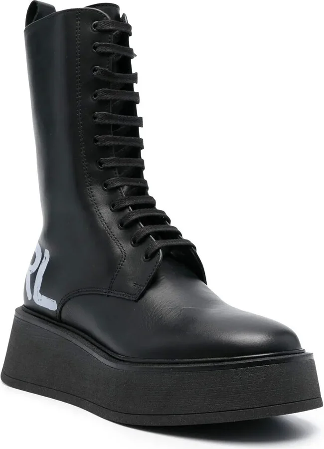 Logo-Print Combat Boots - Image 2