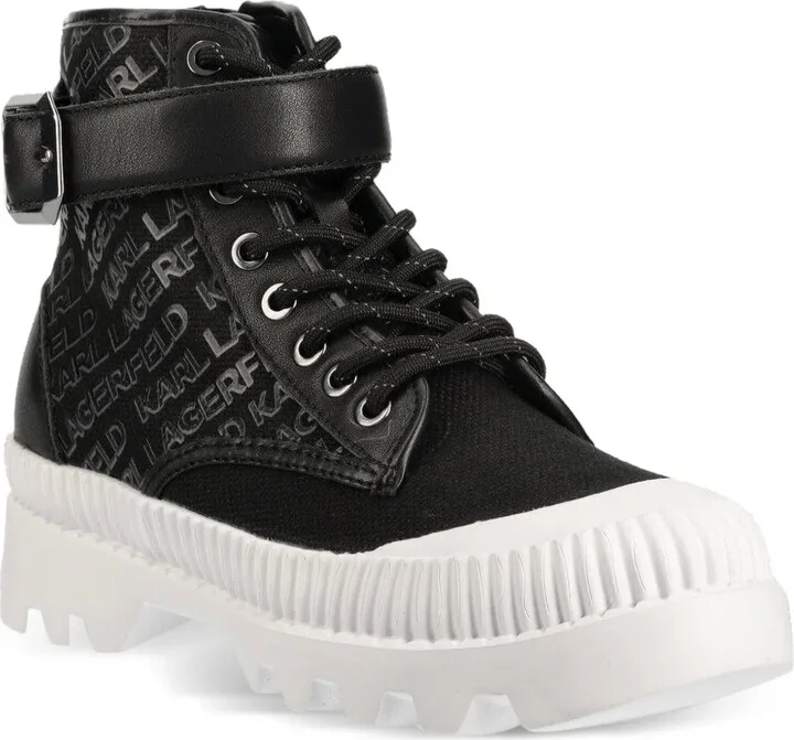 Logo-Print Combat Boots