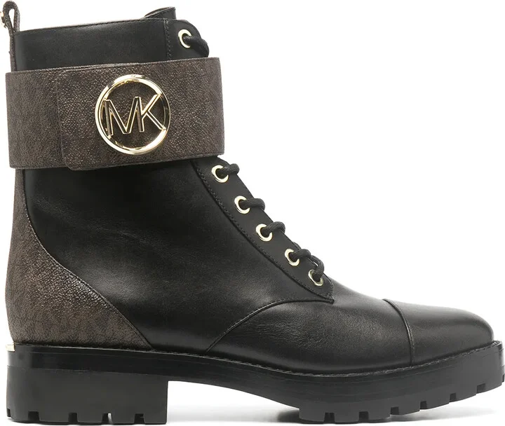 Logo-Print Combat Boots