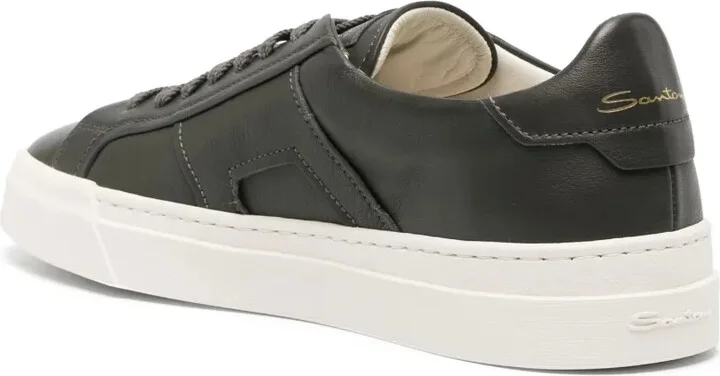Logo-Print Contrasting-Sole Leather Sneakers - Image 3