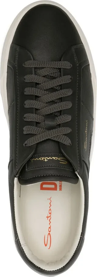 Logo-Print Contrasting-Sole Leather Sneakers - Image 4