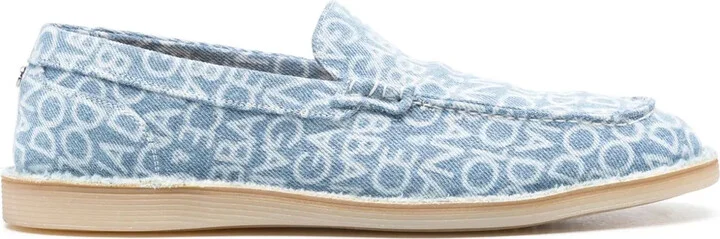 Logo-Print Denim Loafers