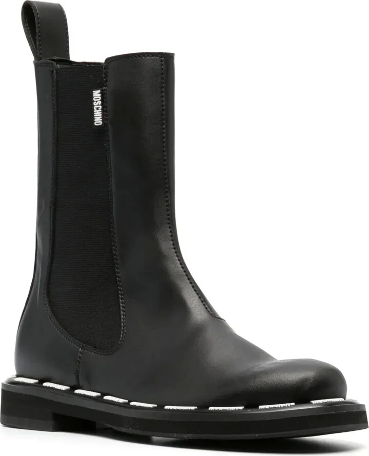 Logo-Print Faux-Leather Boots - Image 2