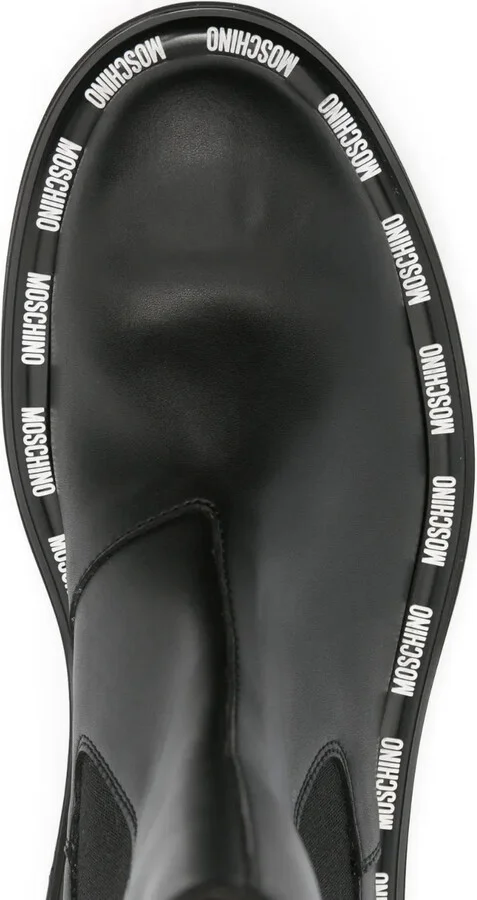 Logo-Print Faux-Leather Boots - Image 4