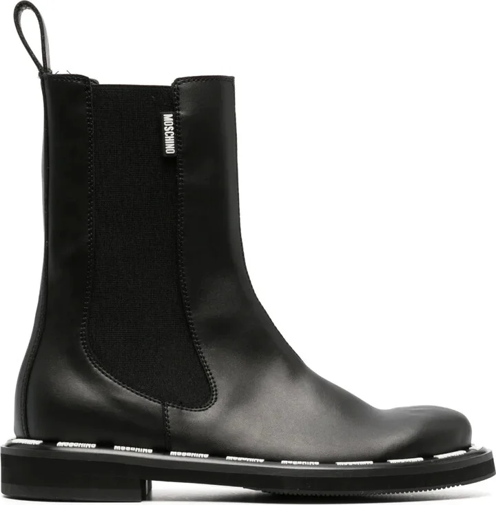 Logo-Print Faux-Leather Boots