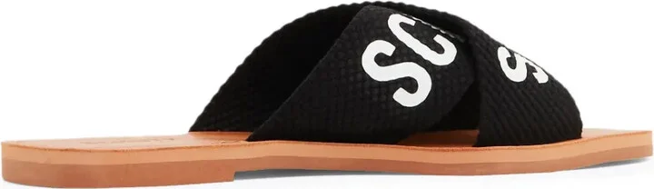 Logo-Print Flat Leather Slides - Image 3