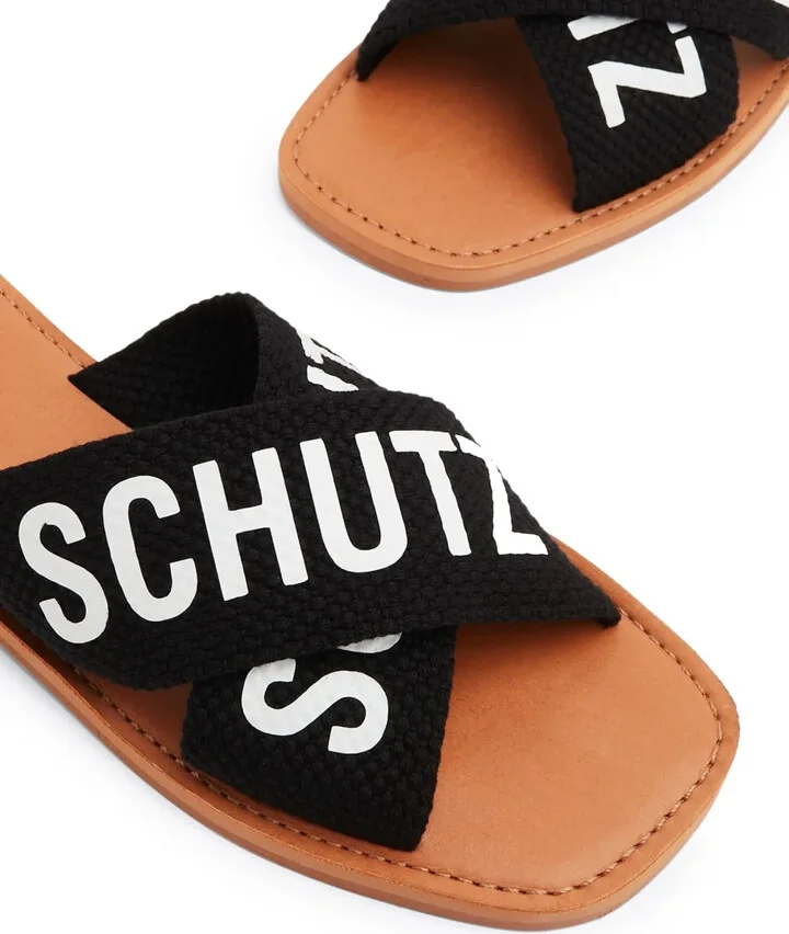 Logo-Print Flat Leather Slides - Image 4