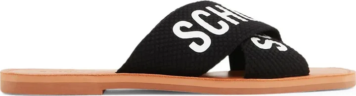 Logo-Print Flat Leather Slides