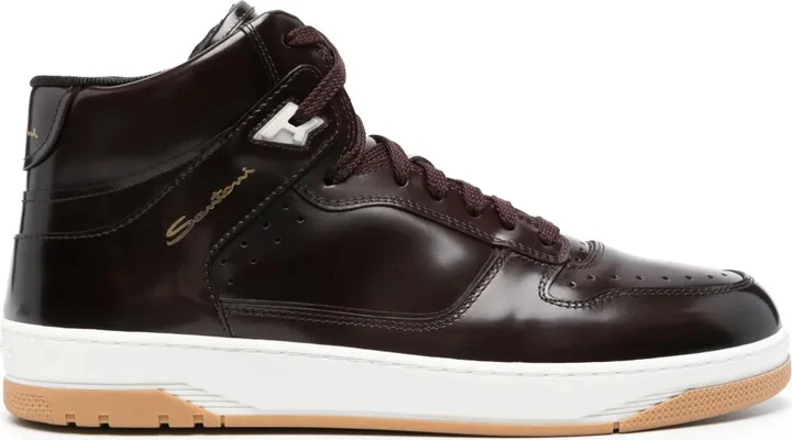 Logo-Print High-Shine Finish Sneakers