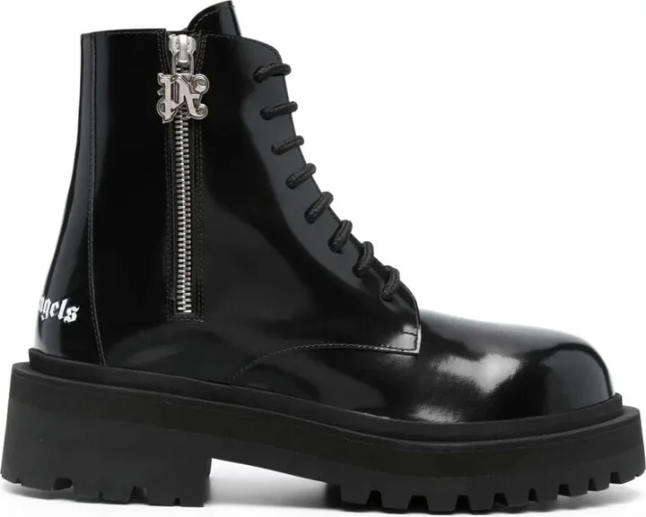 Logo-Print Lace-Up Boots