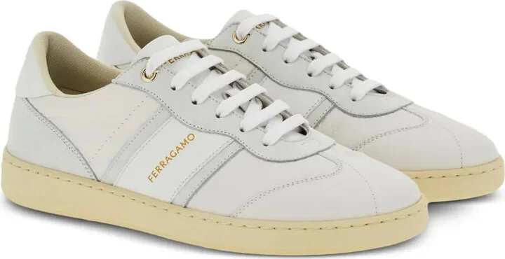 Logo-Print Lace-Up Leather Sneakers - Image 2