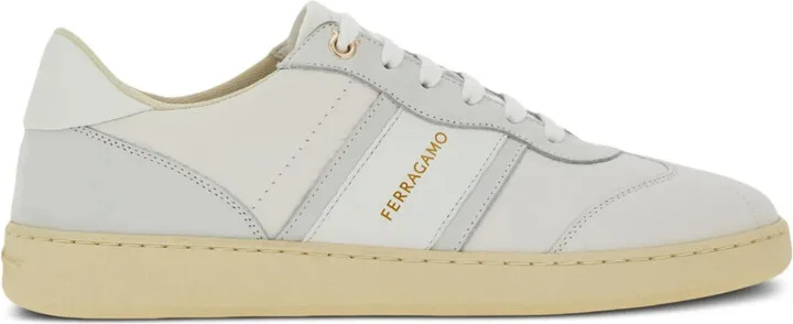 Logo-Print Lace-Up Leather Sneakers