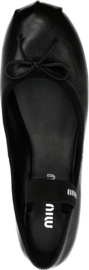 Logo-Print Leather Ballerina Shoes - Image 4