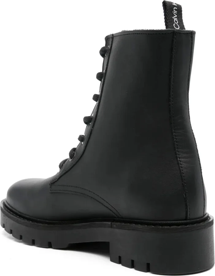 Logo-Print Leather Combat Boots - Image 3