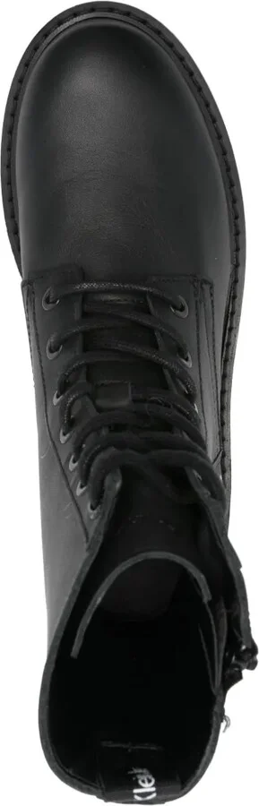 Logo-Print Leather Combat Boots - Image 4