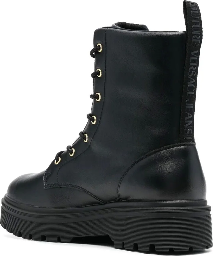 Logo-Print Leather Combat Boots - Image 3
