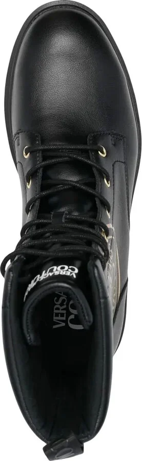 Logo-Print Leather Combat Boots - Image 4