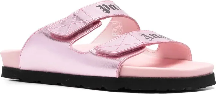Logo-Print Leather Flat Sandals - Image 2